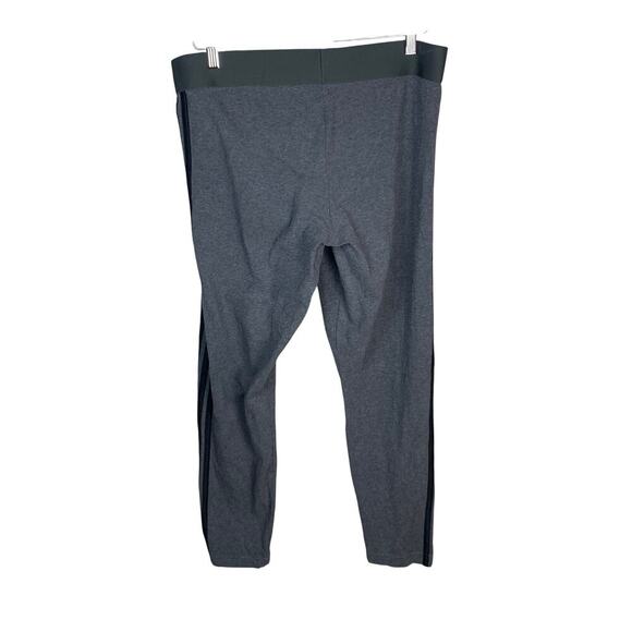 Adidas Grey Athleisure Cotton Blend Leggings w  Black Sporty Stripes - Size XL - Picture 2 of 6